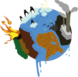 Climate Change Impact_ Earth Cartoon PNG image with transparent background