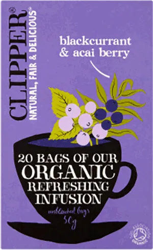 Clipper Organic Blackcurrant Acai Berry Infusion PNG Image