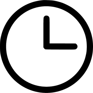 Clock Icon Simple Black PNG with transparent background