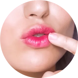 Close Up Pink Lipstick Finger Touch PNG Image