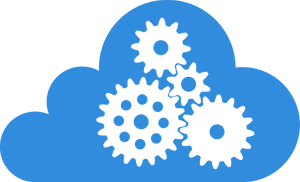 Cloud Computing Gears Graphic PNG Image