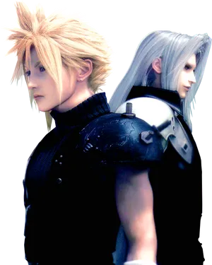 Cloudand Sephiroth Backto Back PNG Image