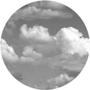 Cloudy_ Sky_ Circular_ Frame_ Black_and_ White PNG Image