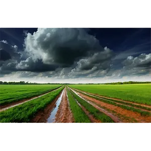 Cloudy Sky Over Fields Png 75 PNG Image