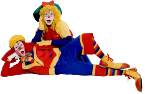 Clown Duo Performance Pose PNG Image