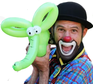 Clown With Balloon Animaland Red Nose PNG Image