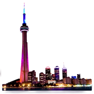 Cn Tower Vibrant Evening Png Hlw PNG Image