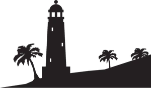 Coastal Lighthouse Silhouette PNG Image