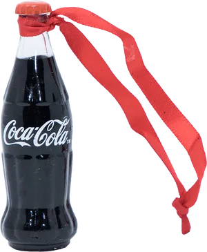 Coca Cola Bottle With Red Ribbon PNG Image