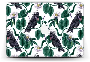 Cockatoo Floral Pattern Laptop Case PNG Image