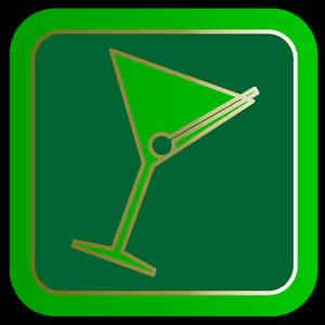 Cocktail Glass Icon Green Background PNG image with transparent background