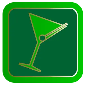 Cocktail Glass Icon Green Background PNG Image