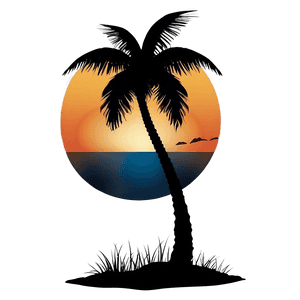 Coconut Tree Sunset Silhouette PNG gik PNG