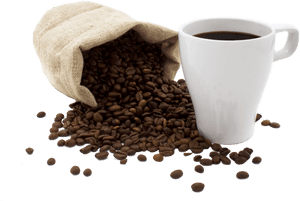 Coffee Beansand Cup PNG with transparent background