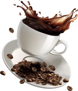 Coffee Cup Splash Art PNG Image