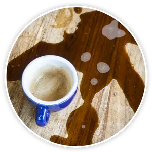 Coffee Cup Stainon Wooden Table PNG Image