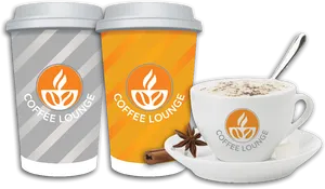 Coffee Lounge Cupsand Cappuccino PNG Image