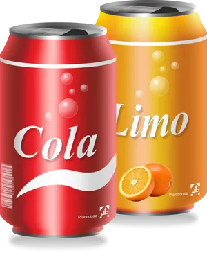 Colaand Limo Flavored Soda Cans PNG Image