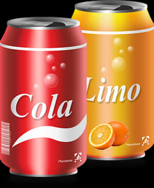 Colaand Limo Soda Cans PNG image with transparent background