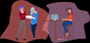 Collaborative Workplace Illustration PNG with transparent background