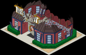 Collapsed_ Animated_ Building_ Illustration PNG image with transparent background