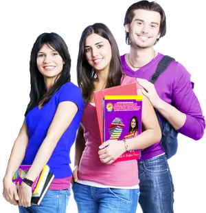 College_ Students_ Posing_with_ Books.png PNG Image