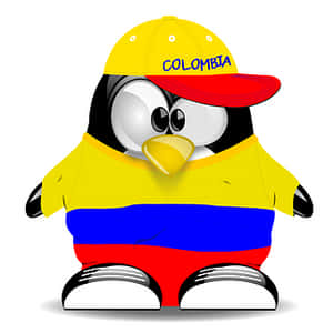 Colombian Themed Penguin Cartoon PNG with transparent background