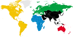 Color Coded World Map PNG Image