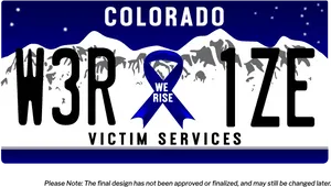 Colorado Victim Services License Plate PNG Image