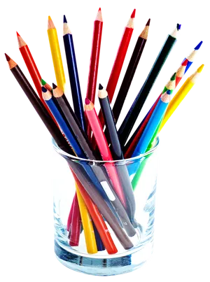 Colored Pencilsin Glass Container PNG Image