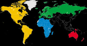 Colored World Map Continents PNG image with transparent background