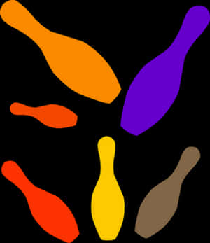 Colorful Abstract Bowling Pins PNG image with transparent background