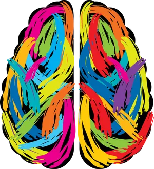 Colorful Abstract Brain Art PNG Image