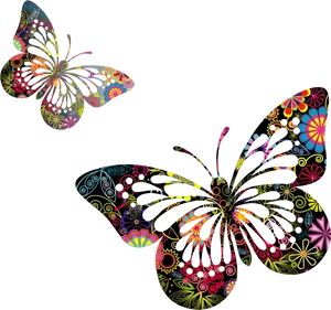 Colorful Abstract Butterflies PNG Image