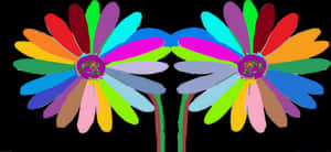 Colorful Abstract Daisies PNG with transparent background