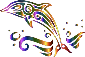 Colorful Abstract Dolphin Art PNG Image