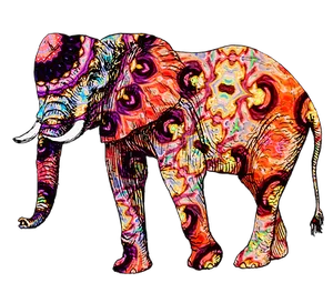 Colorful Abstract Elephant Art PNG Image