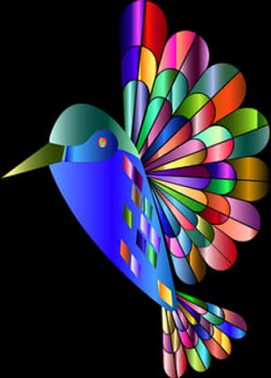Colorful Abstract Hummingbird Art PNG image with transparent background
