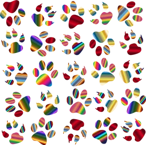 Colorful Abstract Paw Prints Pattern PNG Image