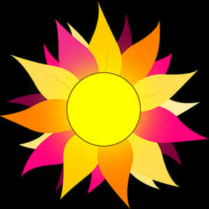 Colorful Abstract Sun Graphic PNG image with transparent background