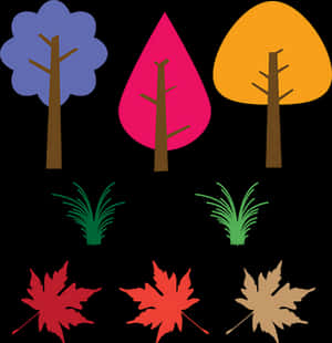 Colorful Abstract Treesand Leaves PNG image with transparent background