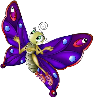 Colorful Animated Butterfly Character PNG Image