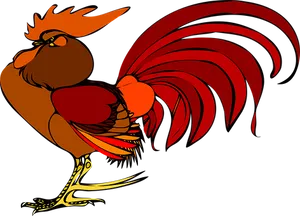 Colorful Animated Rooster PNG Image