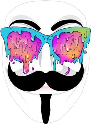 Colorful Anonymous Mask Artwork PNG Image