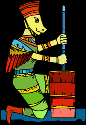 Colorful Anubis Cartoon Illustration PNG