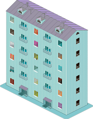 Colorful Apartment Building Illustration PNG image with transparent background