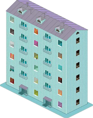 Colorful Apartment Building Illustration PNG Image