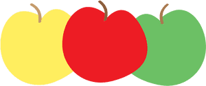 Colorful Apple Trio PNG with transparent background