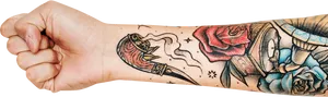 Colorful Arm Tattoo Artwork PNG Image