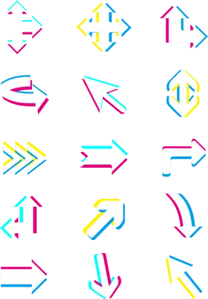 Colorful Arrows Patternon Black Background PNG Image